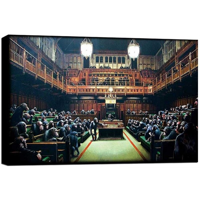 Banksy Monkey Parliament Canvas – The Banksy Shop
