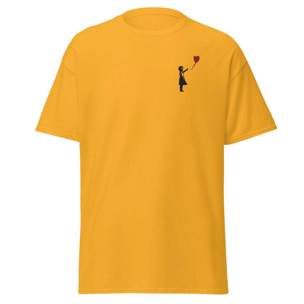 Embroidered Balloon girl T shirt - Gold