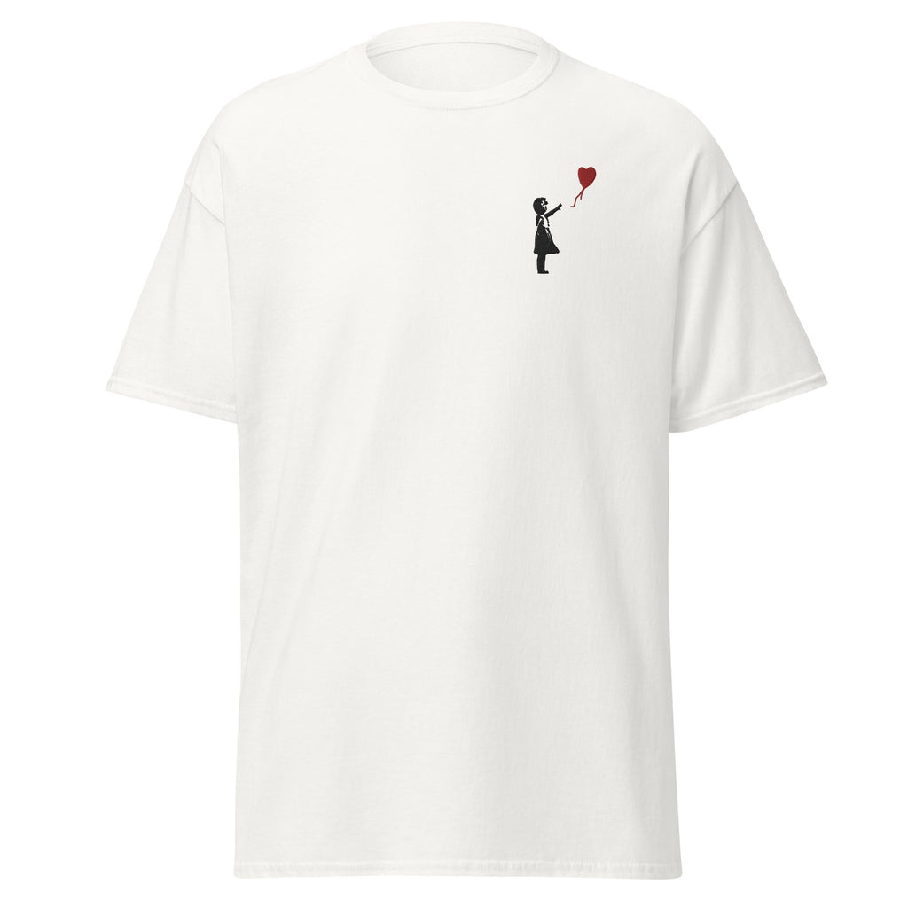 Embroidered Balloon girl T shirt - White