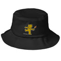 Embroidered Teddy Bear Bomber Bucket Hat - Black