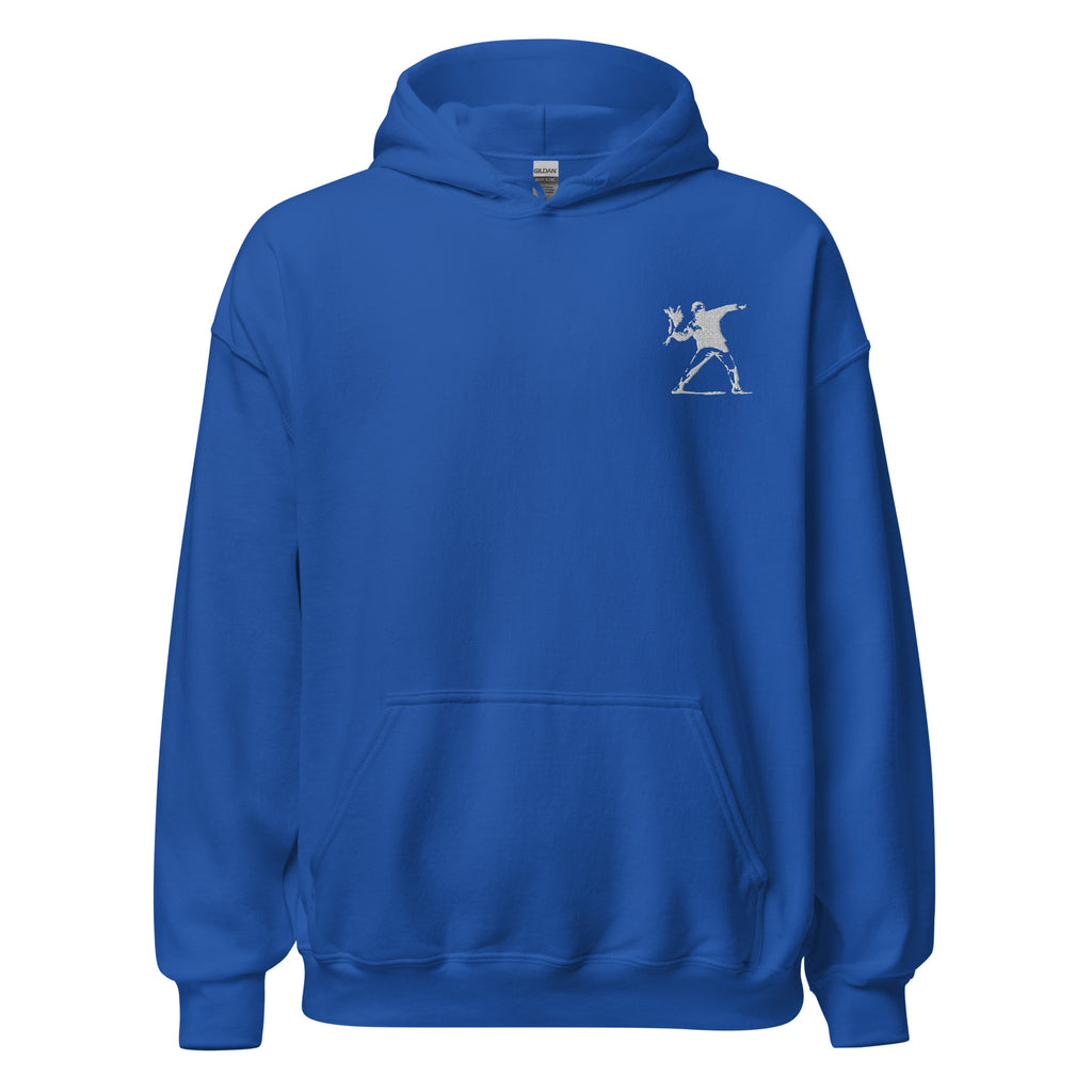 Embroidered Flower Thrower Hoodie - Royal