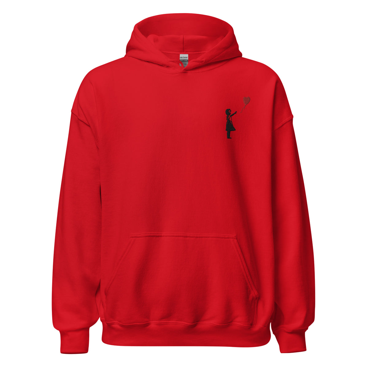 Embroidered Balloon girl Hoodie - Red