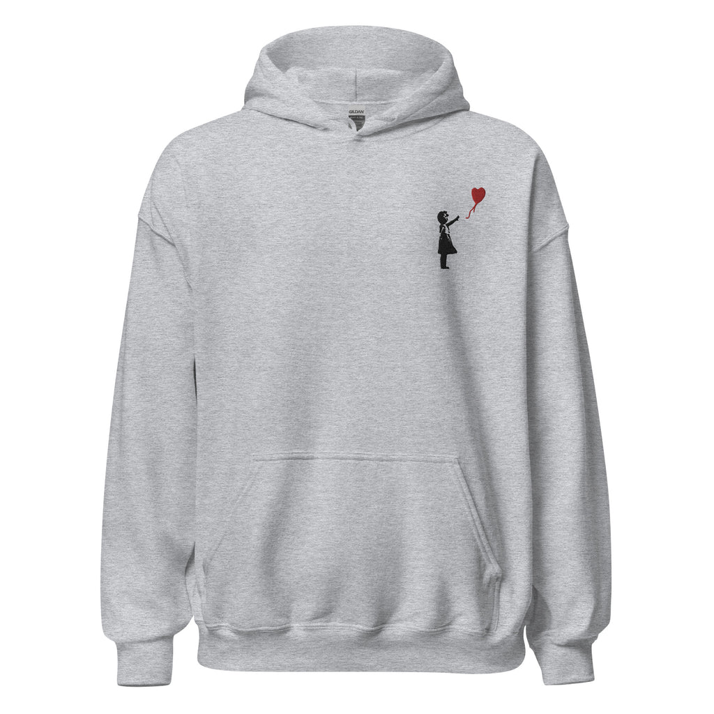 Embroidered Balloon girl Hoodie - Sport Grey