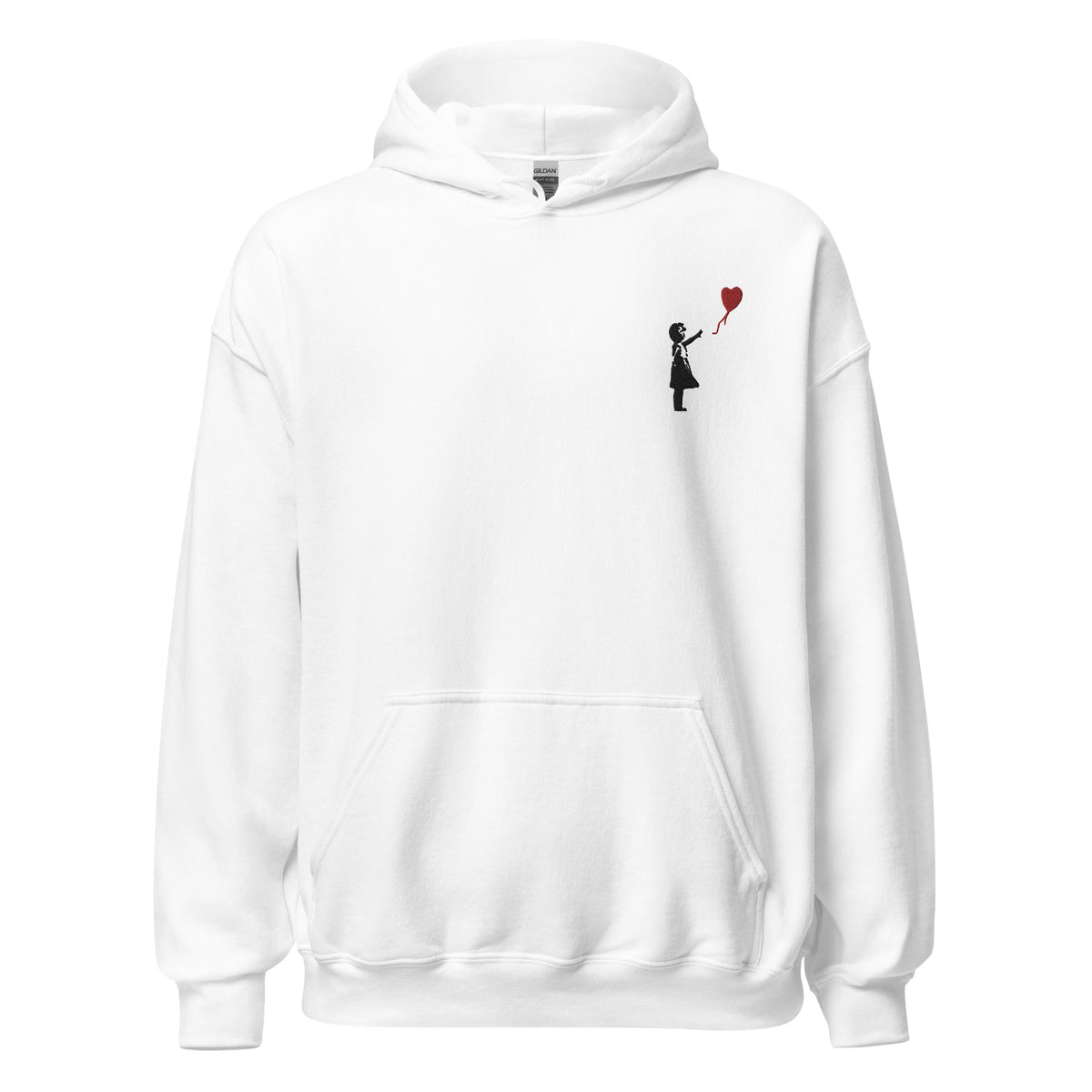 Embroidered Balloon girl Hoodie - White