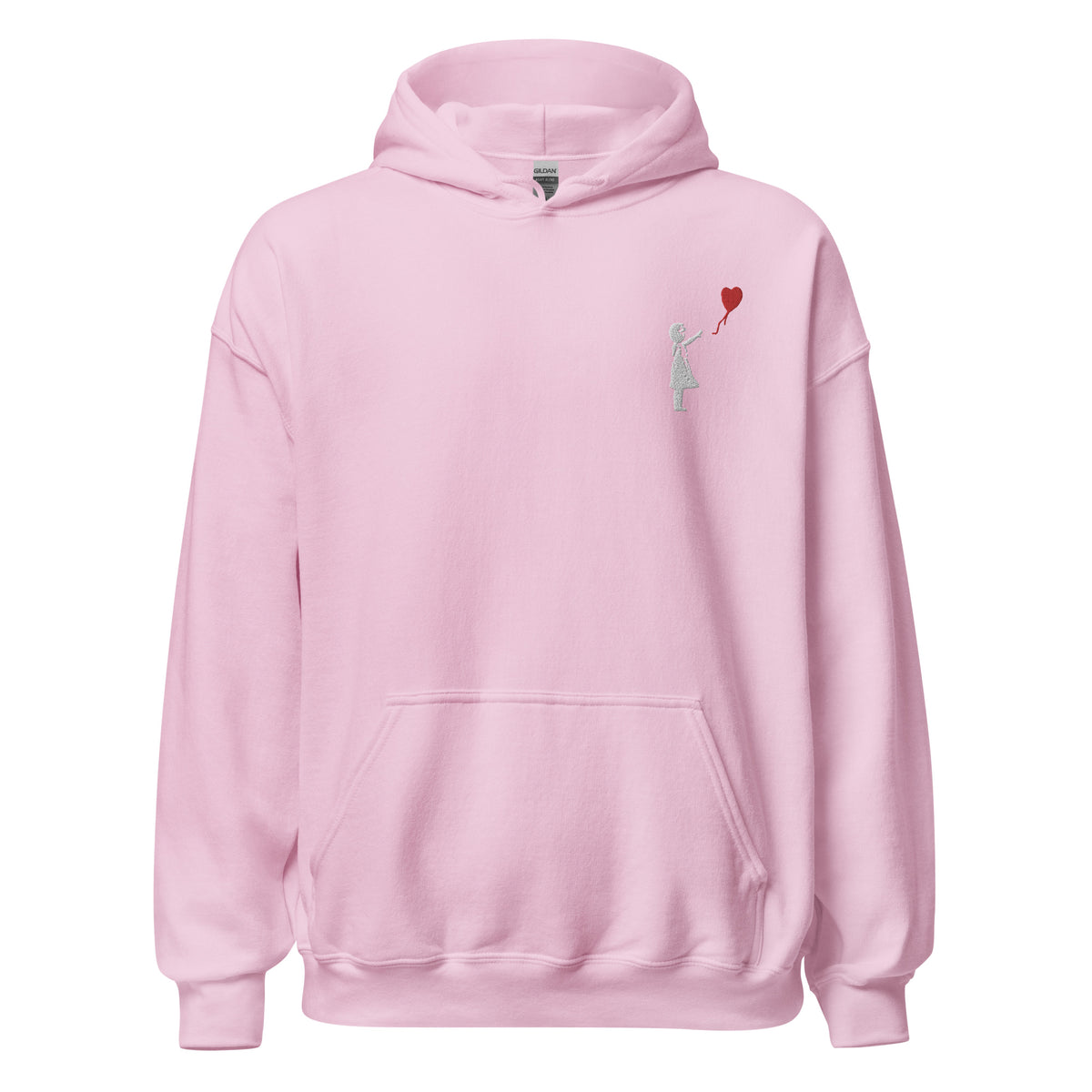 Embroidered White Balloon girl - Light Pink