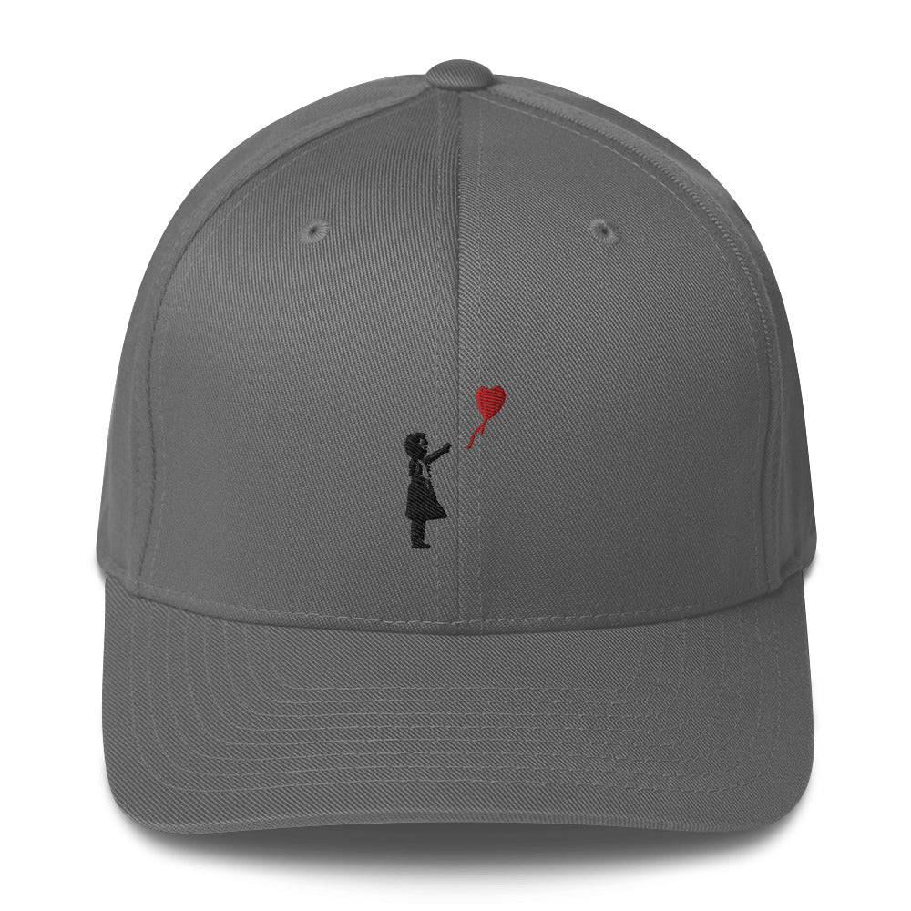 Embroidered Balloon girl Baseball Cap - Grey