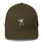 Embroidered White Flower Thrower Baseball Cap - Olive