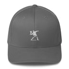 Embroidered White Flower Thrower Baseball Cap - Grey