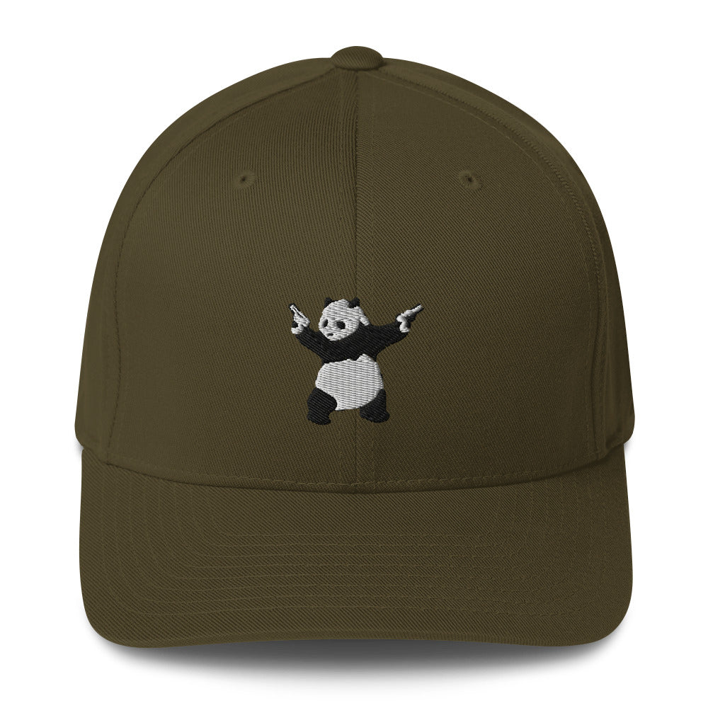 Embroidered Shooting Panda Baseball cap - Olive