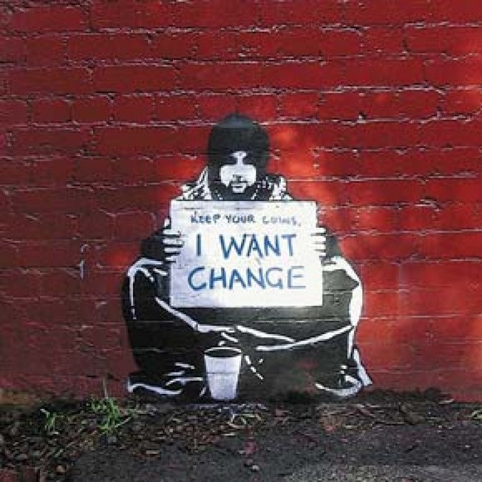 Banksy Canvas Print - I want change – The Banksy Shop