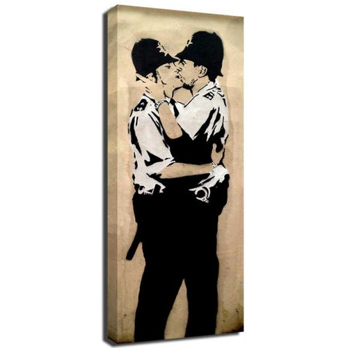 Banksy Canvas Print - Kissing Coppers Men