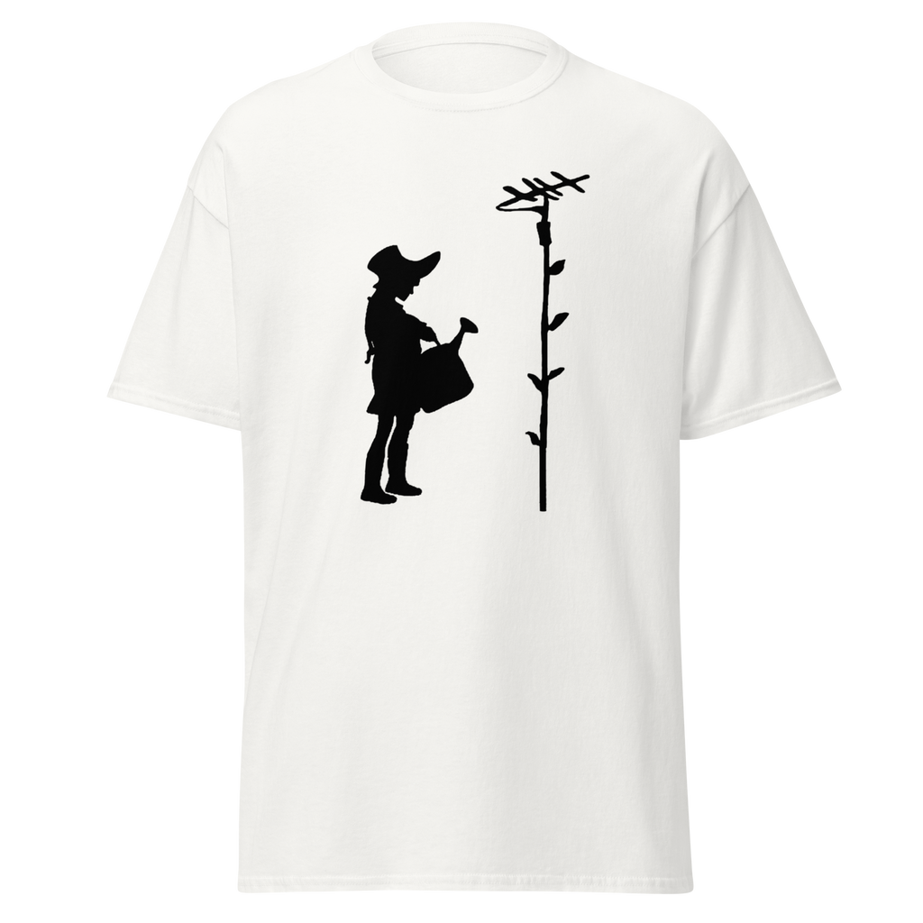 Banksy Girl Watering - White