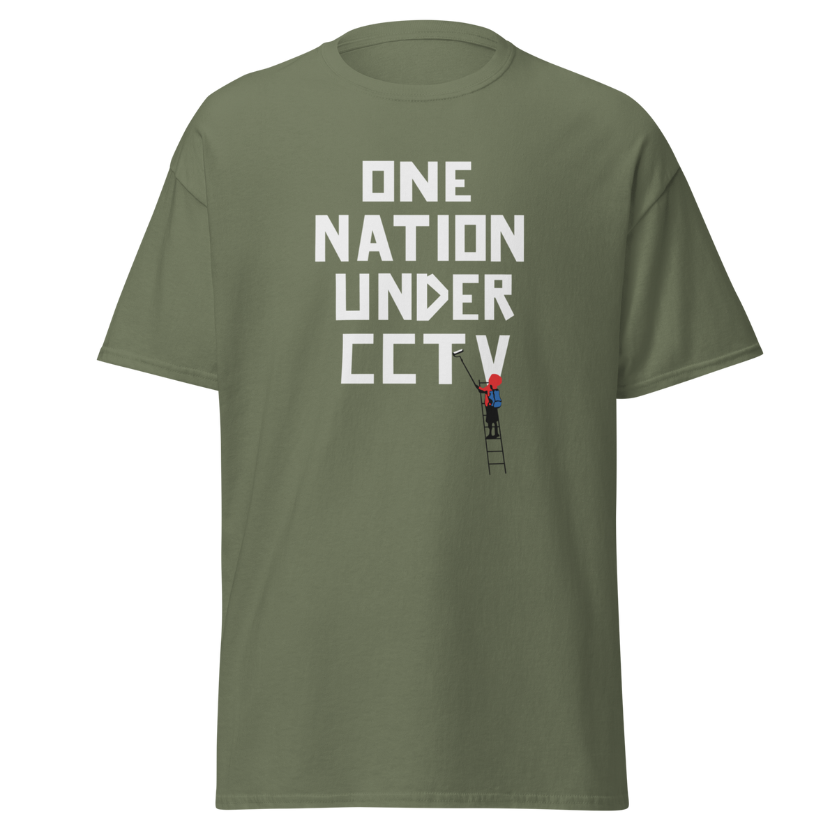 Banksy One Nation Under CCTV T Shirts - Military Green