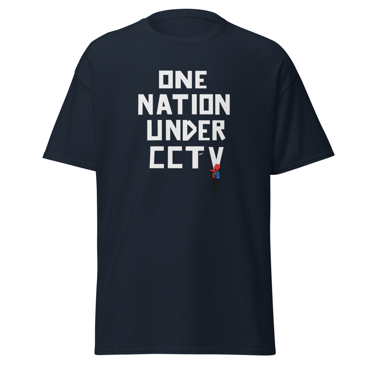Banksy One Nation Under CCTV T Shirts - Navy Blue