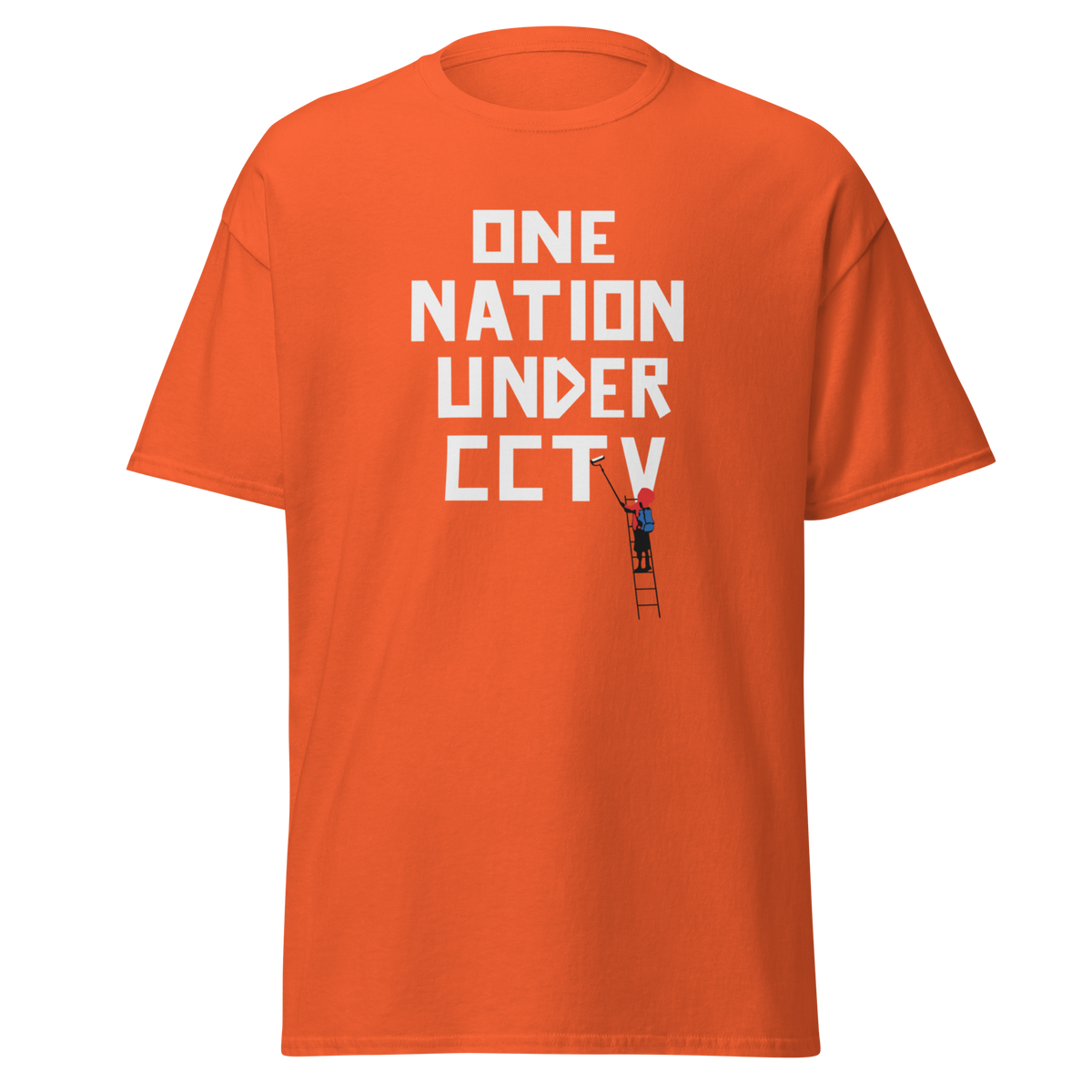 Banksy One Nation Under CCTV T Shirts - Orange