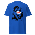 Banksy T Shirt Girl Hugging TV - Royal Blue