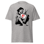 Banksy T Shirt Girl Hugging TV - Sport Grey