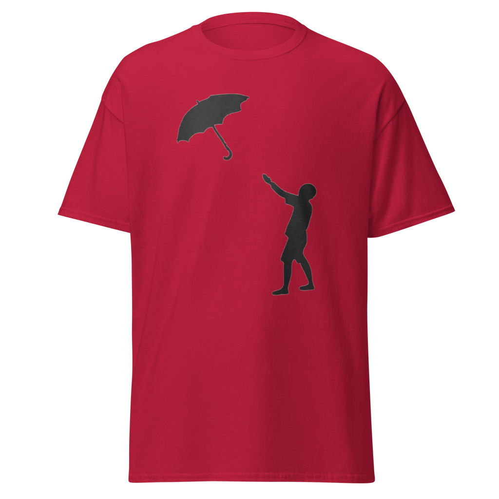 Banksy Umbrella Boy T Shirt - Cardinal Red