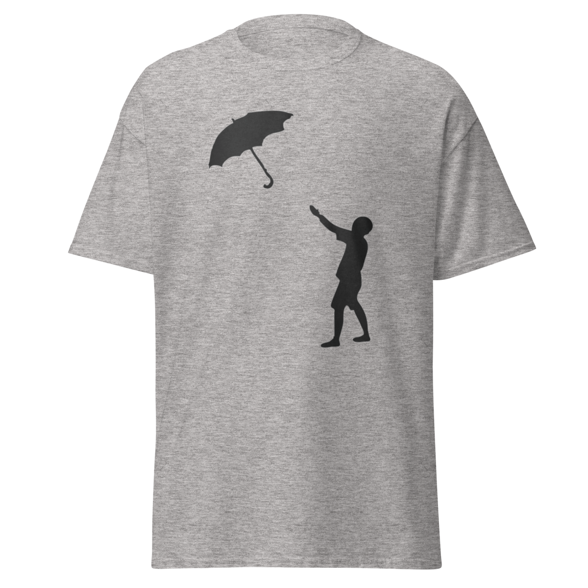 Banksy Umbrella Boy T Shirt - Sport Grey