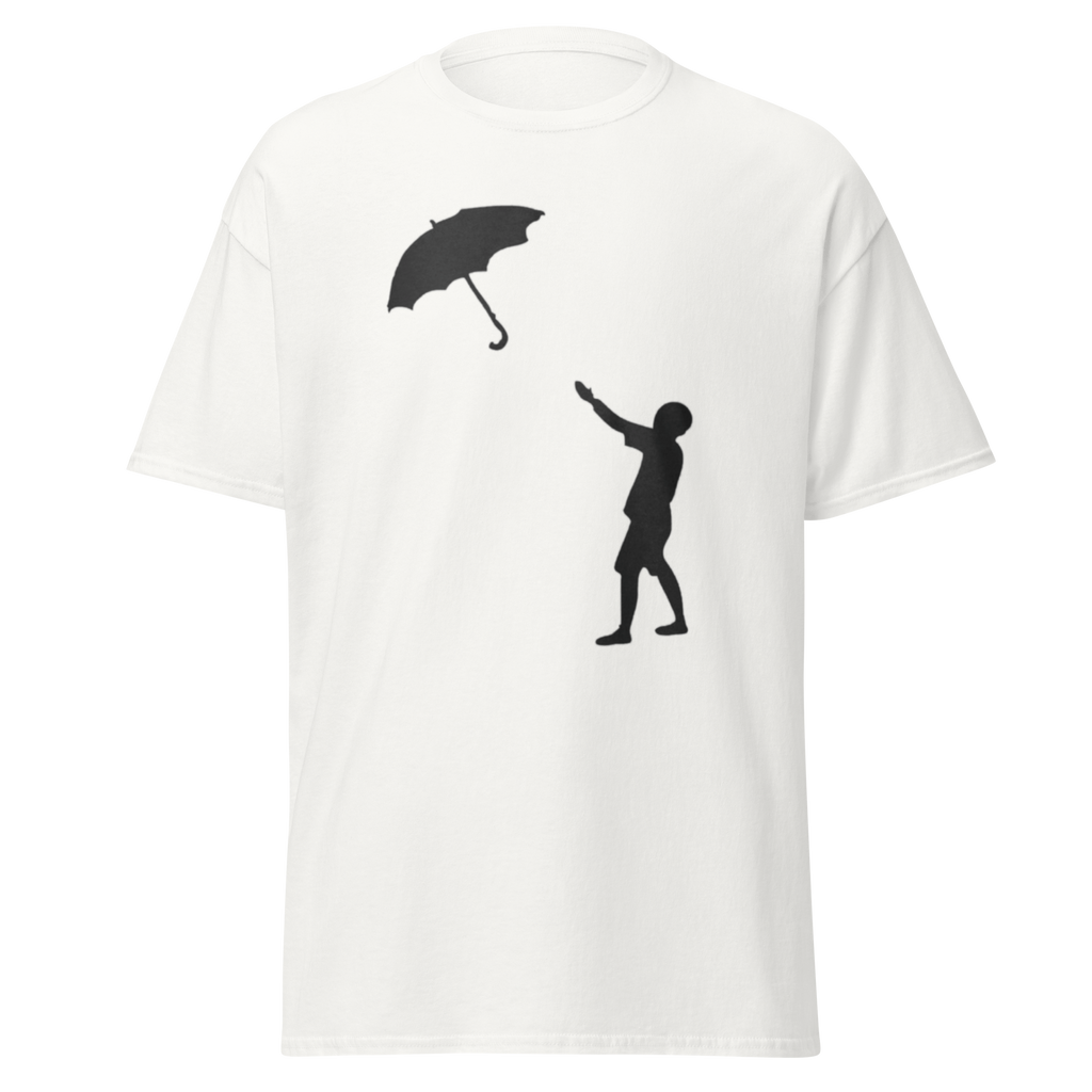 Banksy Umbrella Boy T Shirt - White
