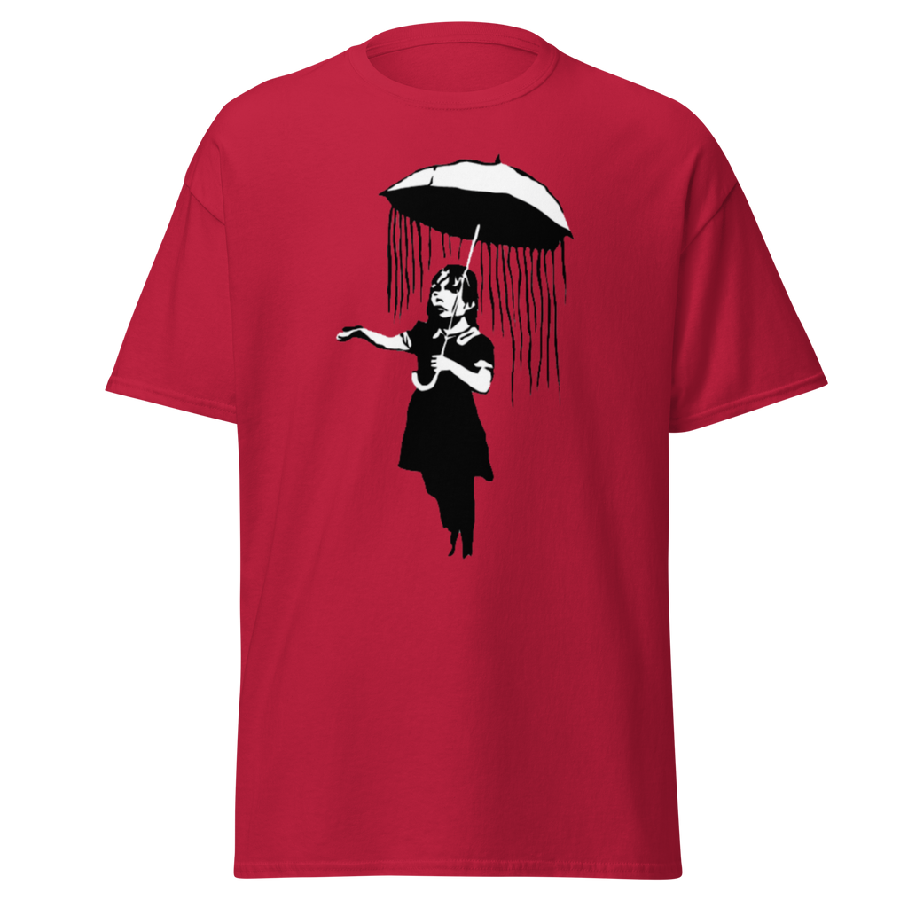 Banksy Umbrella Girl T Shirt - Cardinal Red