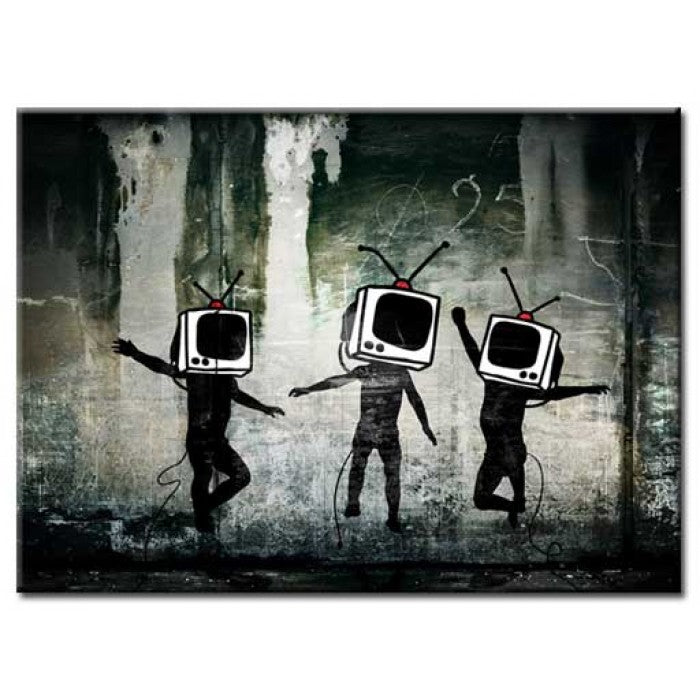 Banksy Canvas Print - TV Heads