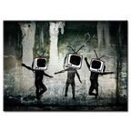 Banksy Canvas Print - TV Heads