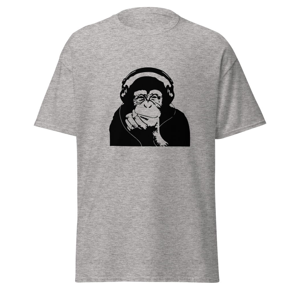 Headphone Chimp T Shirt - Sport Grey