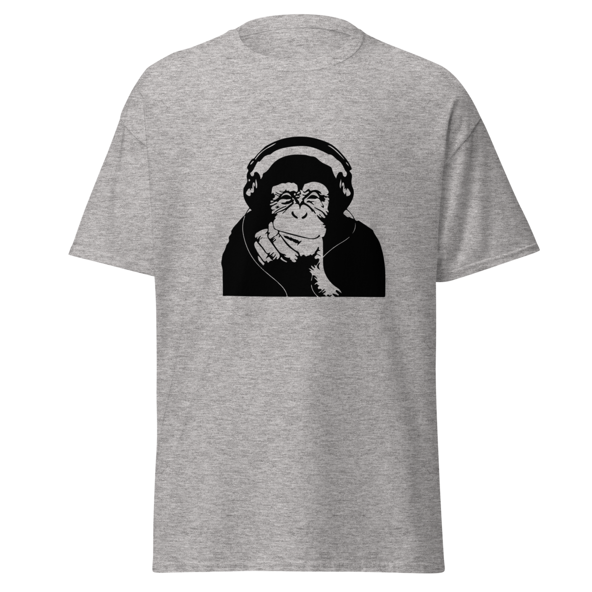 Headphone Chimp T Shirt - Sport Grey