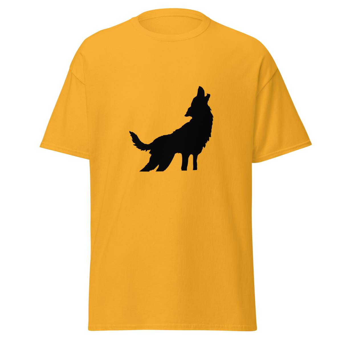 Howling Wolf T Shirt - Gold