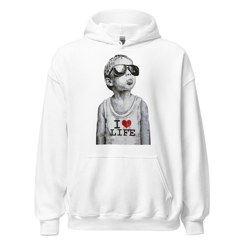 I Love Life Boy Hoodie - White