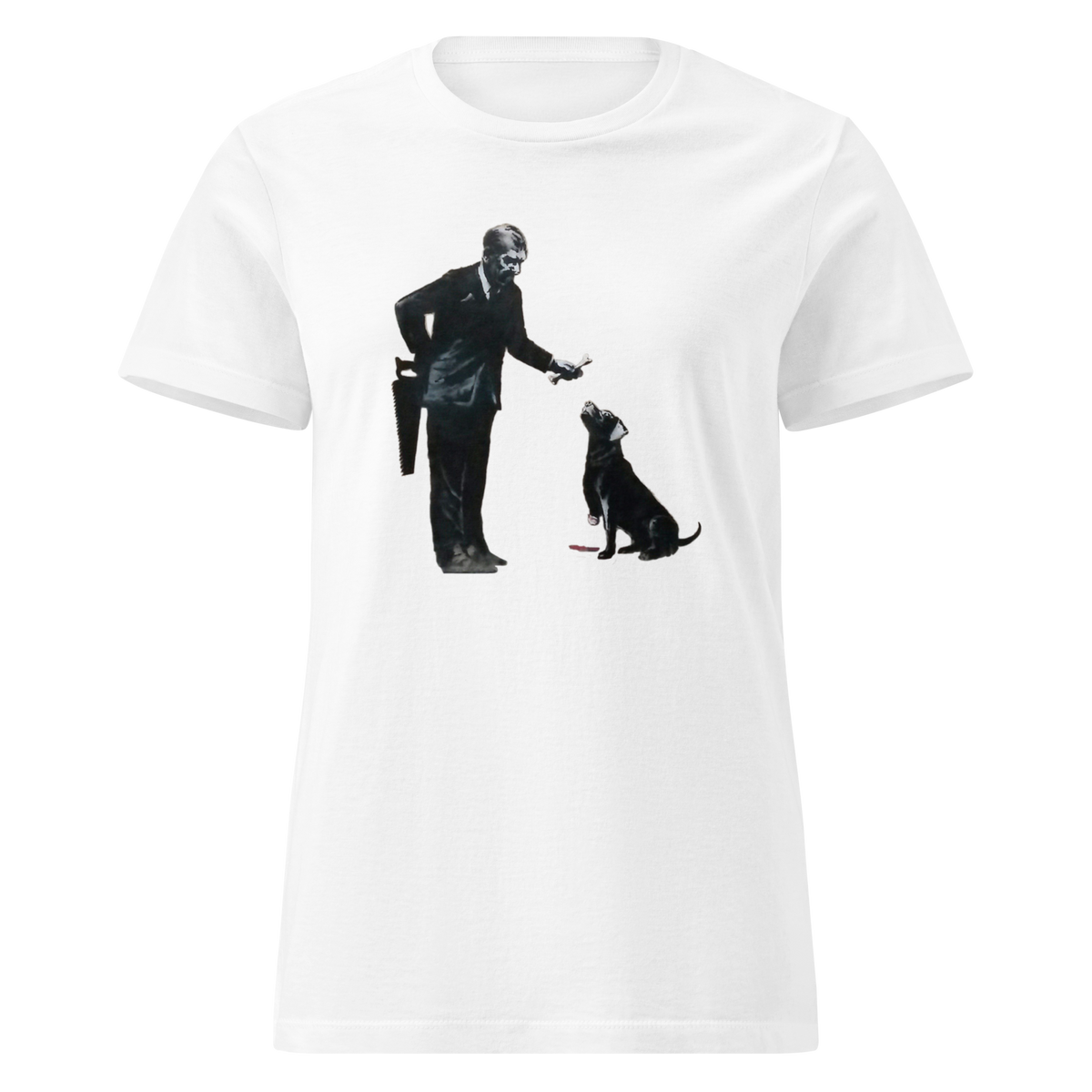 Ladies Man and Dog T Shirt - White