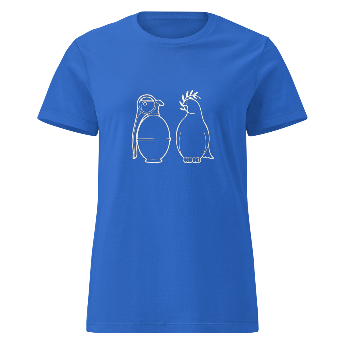 Ladies White War and Peace T - Shirt - Royal Blue