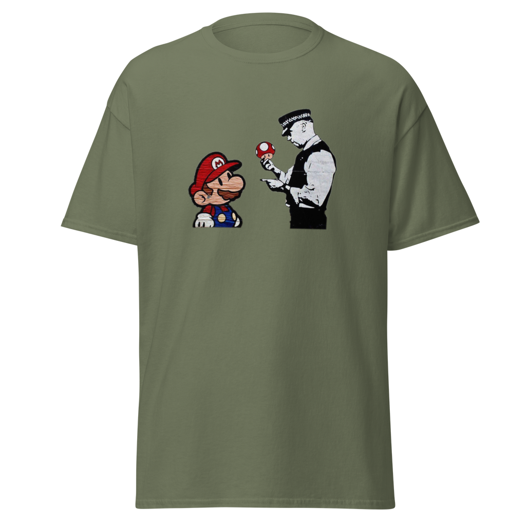 Mario and Police man T Shirt - Military Green