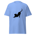 Stretching Cat T Shirt - Carolina Blue
