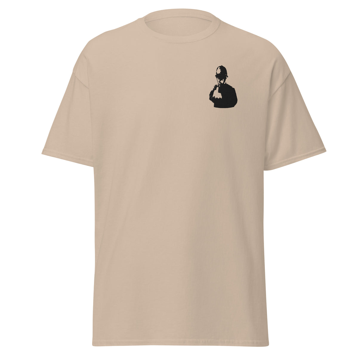 Embroidered Banksy rude copper T shirt