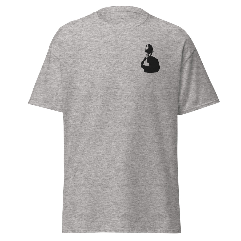 Embroidered Banksy rude copper T shirt