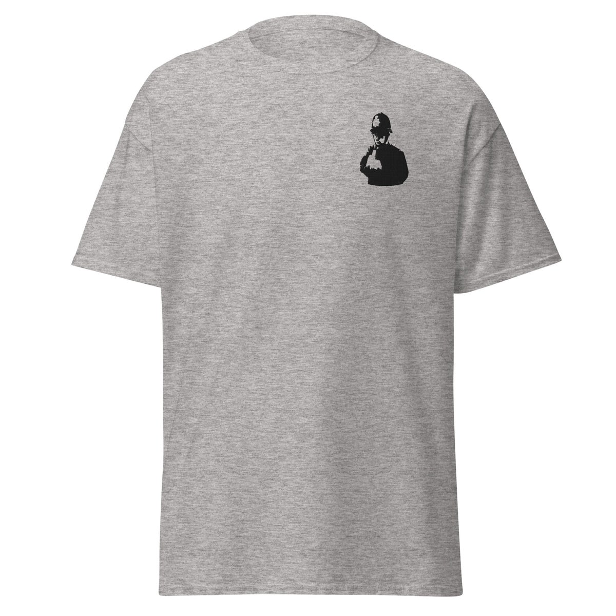 Embroidered Banksy rude copper T shirt