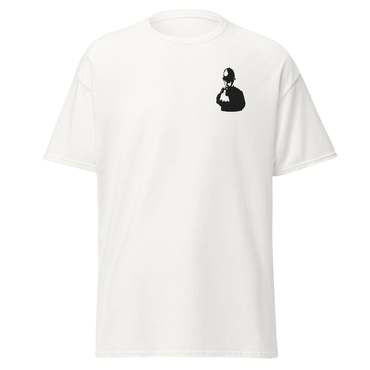 Embroidered Banksy rude copper T shirt