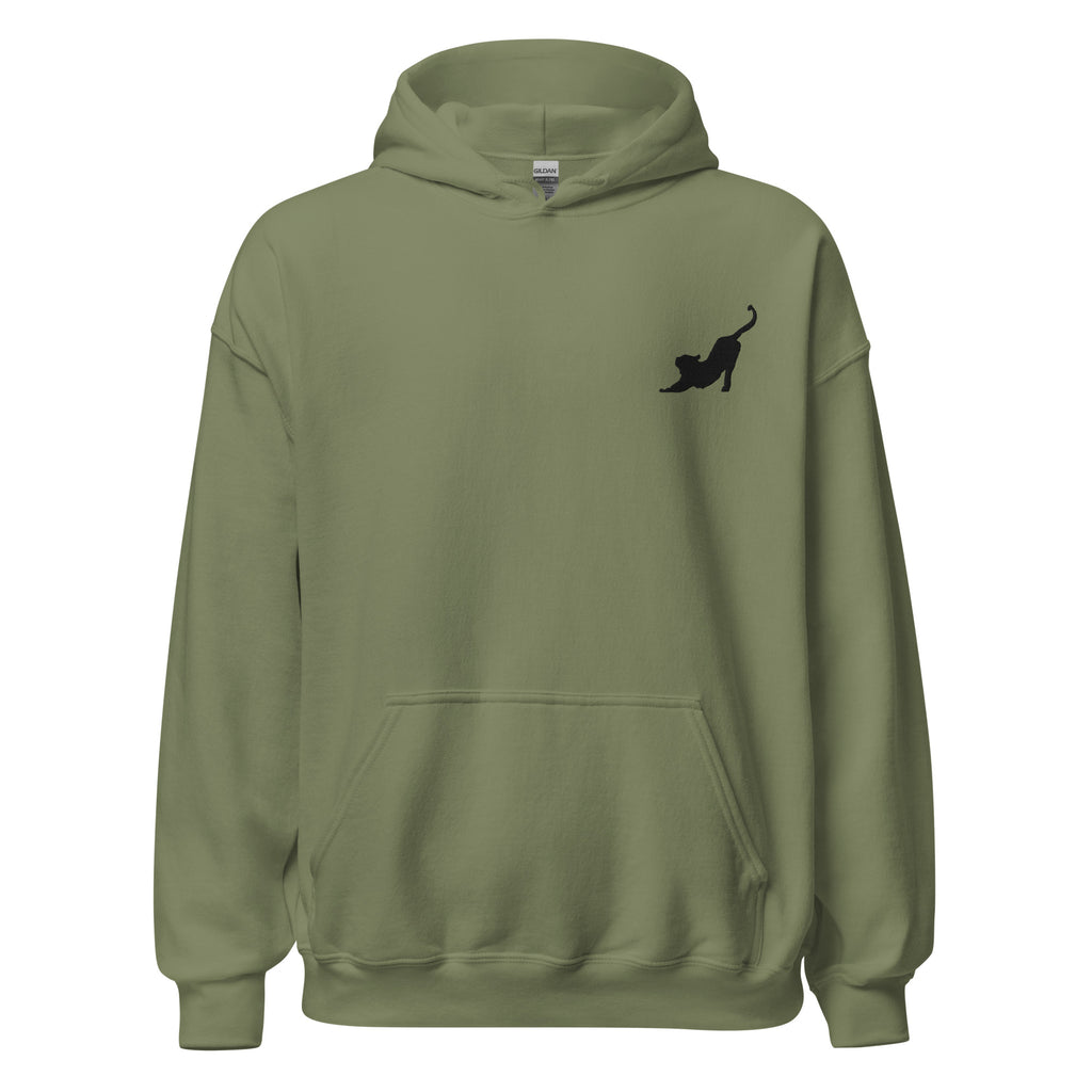 Embroidered  Stretching Cat Hoodie