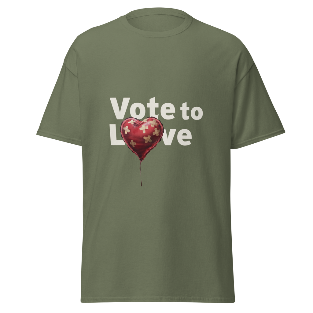 Vote to Love T Shirt - Military Green