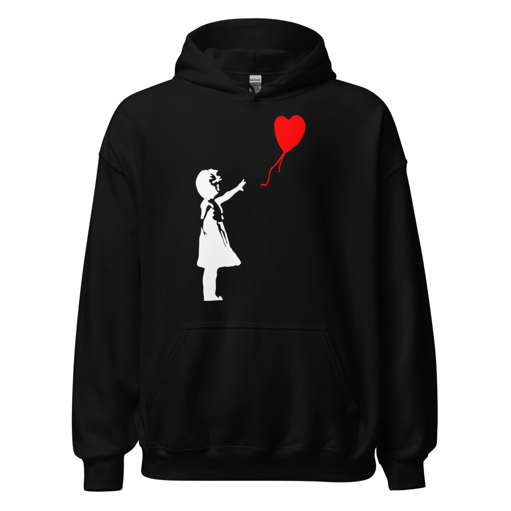 White Balloon Girl Hoodie - Black