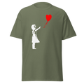 White Balloon Girl T Shirt - Military Green