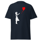 White Balloon Girl T Shirt - Navy Blue