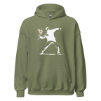 White flower thrower Hoodie - Military Green