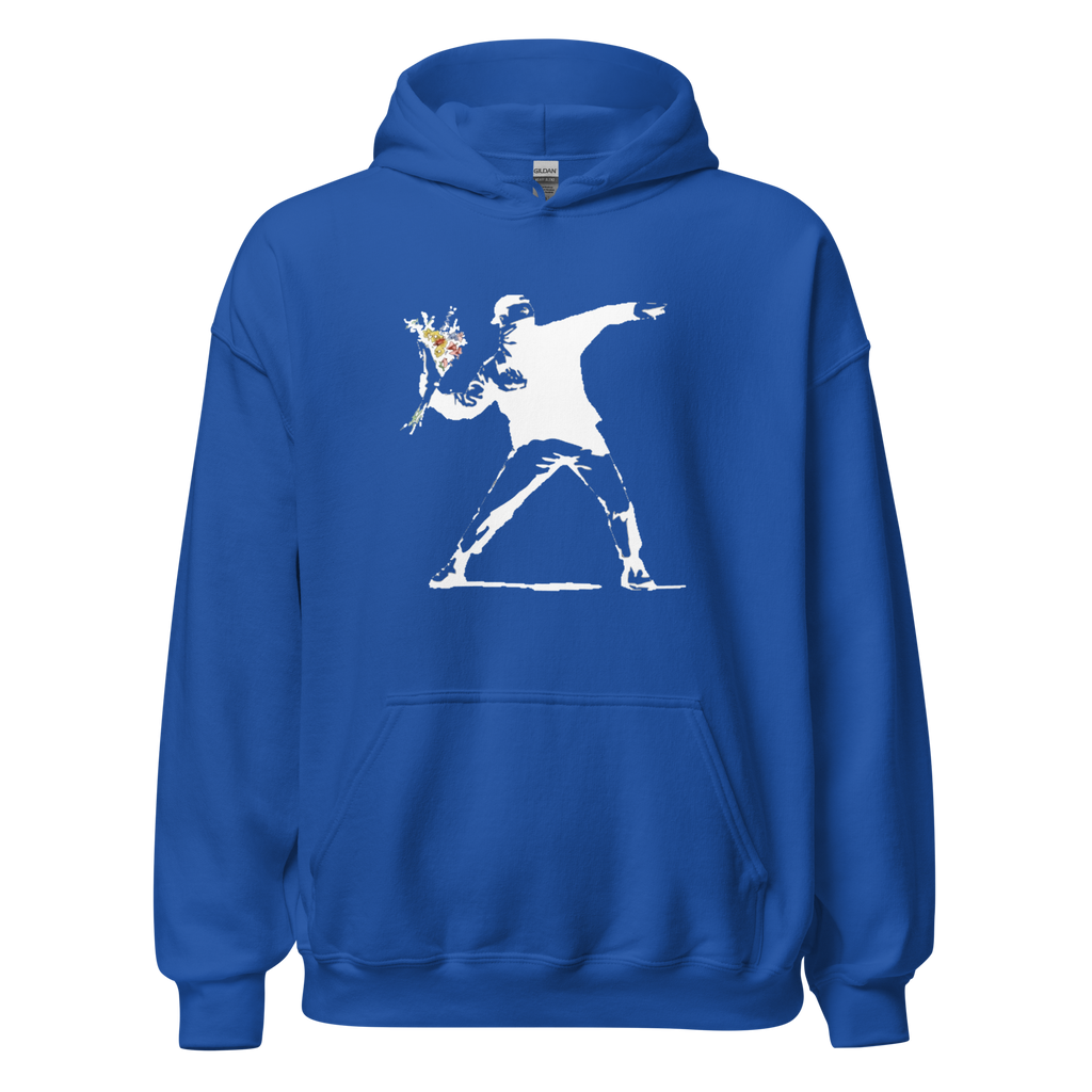 White flower thrower Hoodie - Royal Blue
