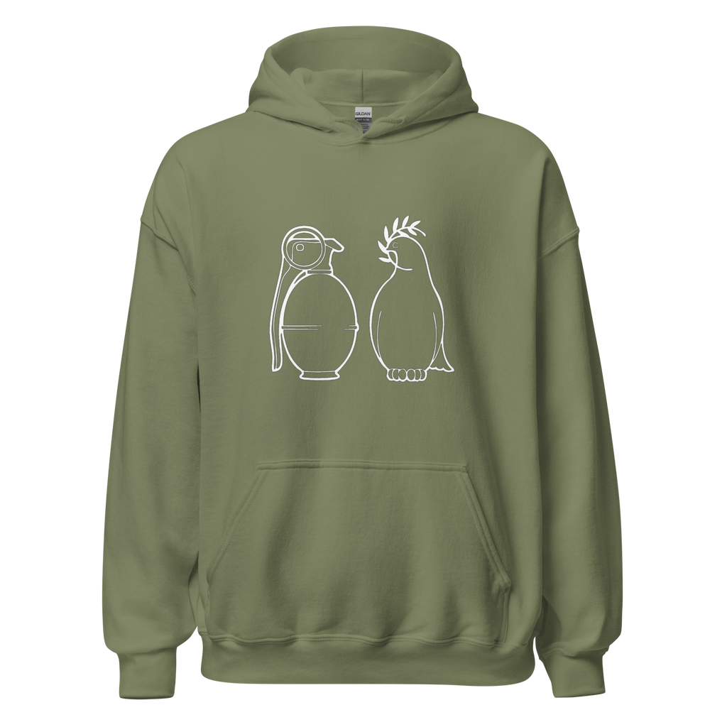 White War and Peace Hoodie - Military Green